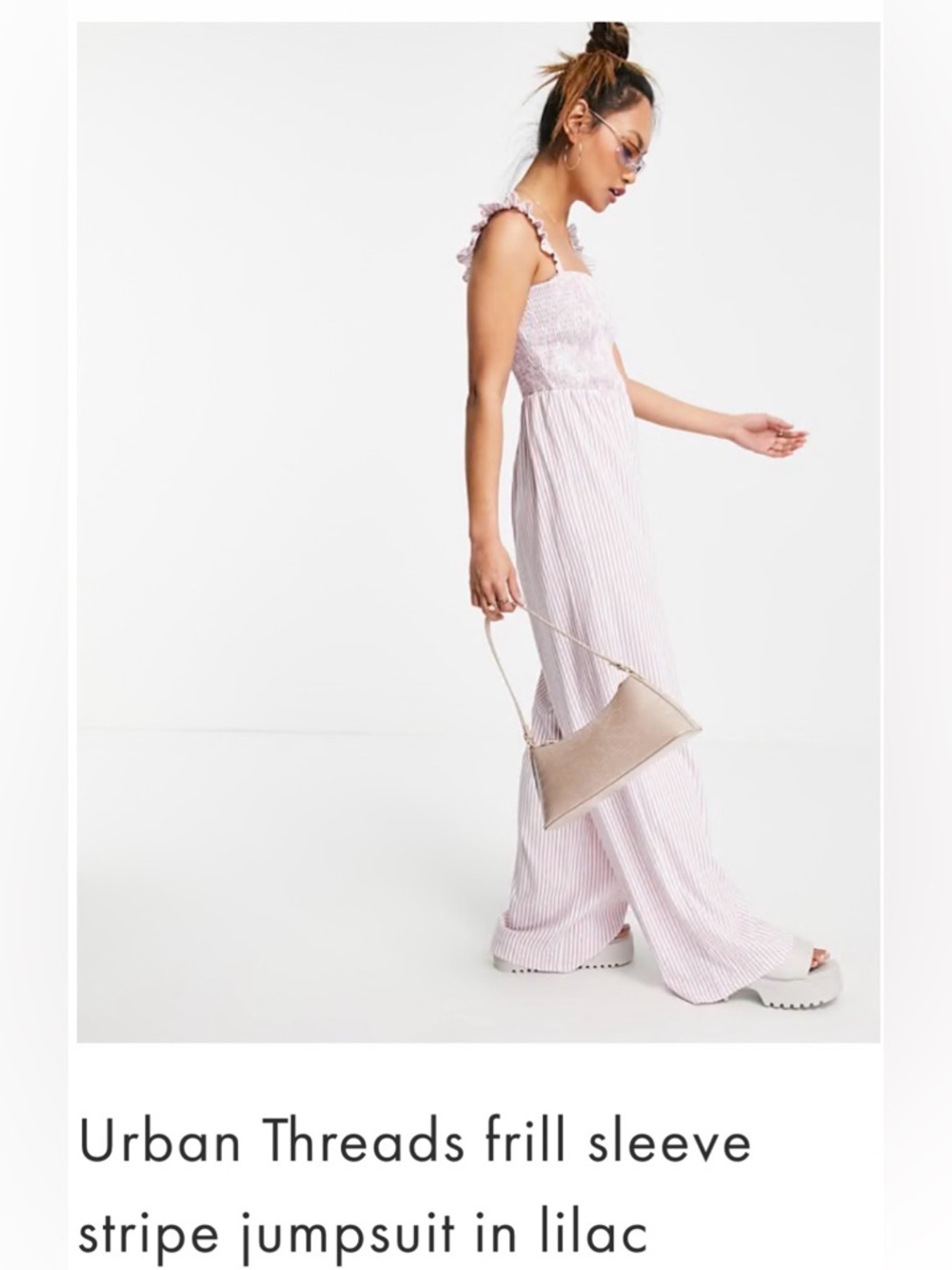 Ruffled Strap Pink & White Stripe Jumpsuit